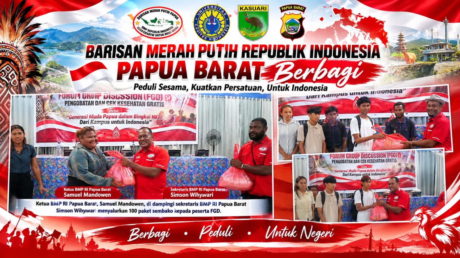 Bukan Sekadar Diskusi, BMP RI Papua Barat Bagikan 100 Paket Sembako untuk Peserta FGD